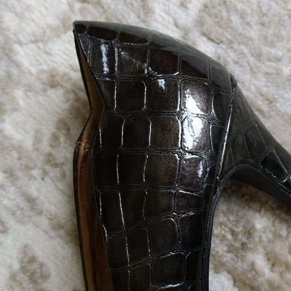 Soft Style Hush Puppies Crocodile Lightweight Heels Pumps 7.5M Black Brown - Picture 6 of 16